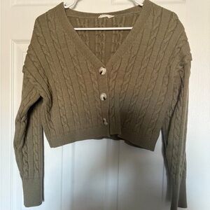 Altar'd State Khaki Cable Knit Cardigan
